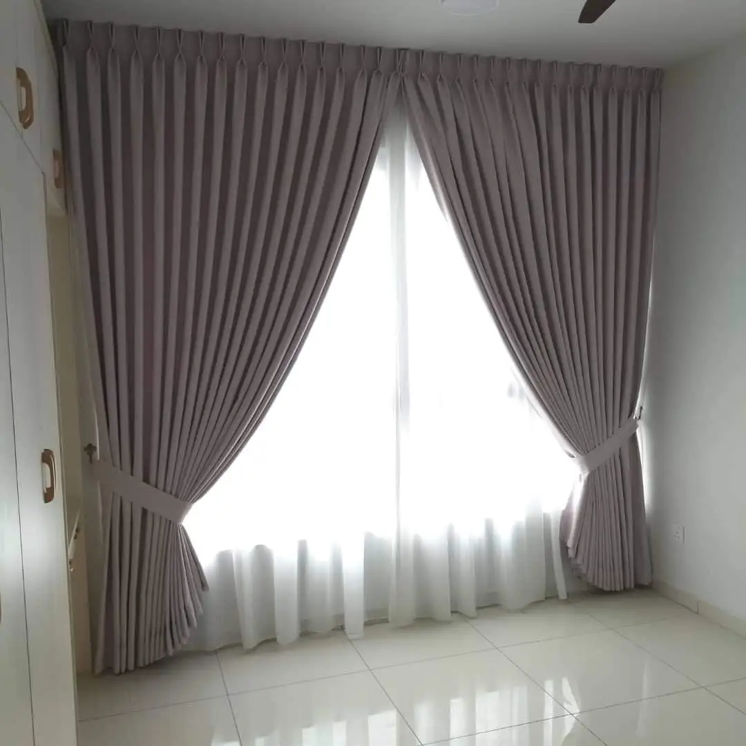 French Pleat curtains for modern condo bedroom in Malaysia by Khan Amin Enterprise
